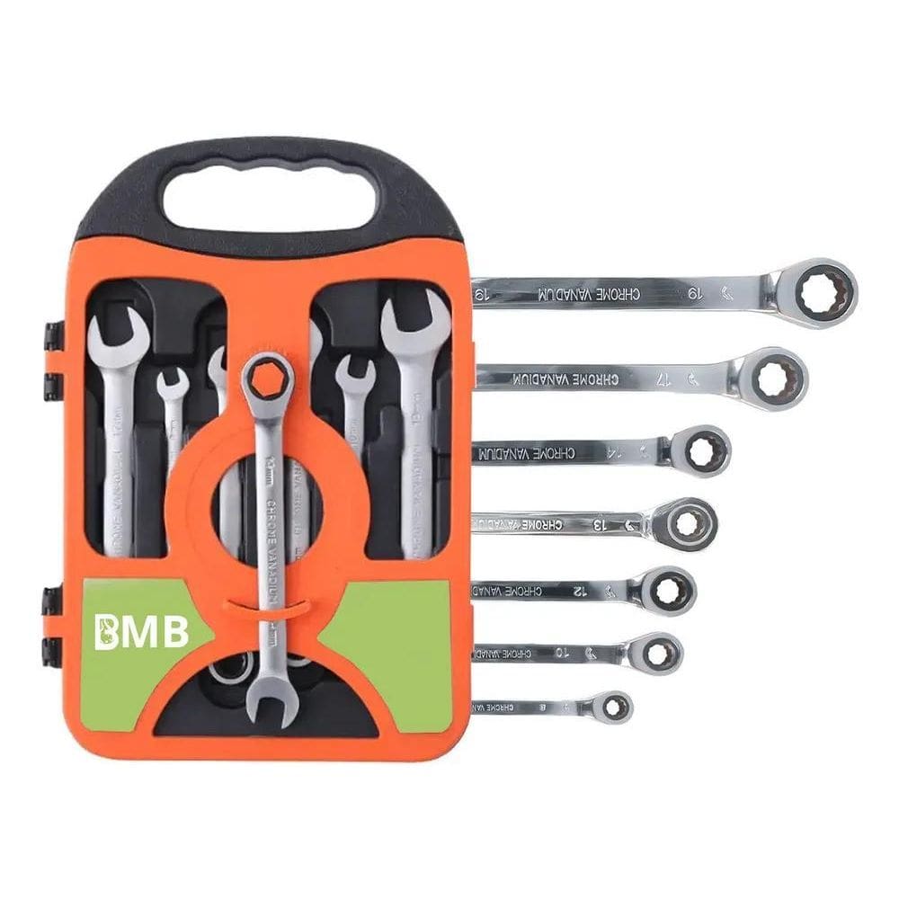 2X Chave Combinada Catraca Jogo De Chaves Com 7 Peças De Aço