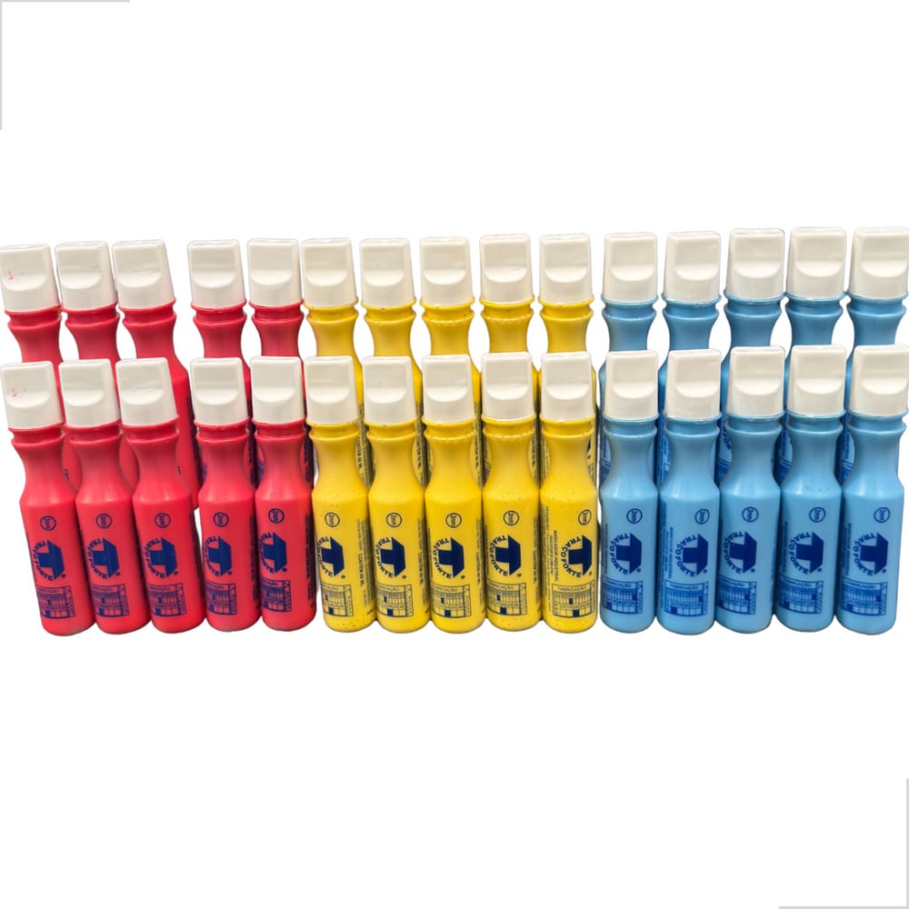 Kit 30 Marcadores Industriais 10 Vermelho + 10 Amarelo + 10 Azul 2mm