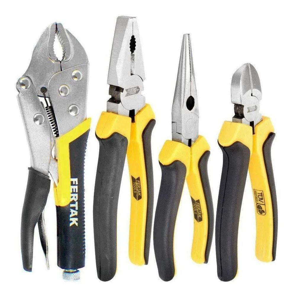 2X Jogo Alicate Pressão Diagonal Universal Meia Cana 4Un Fer