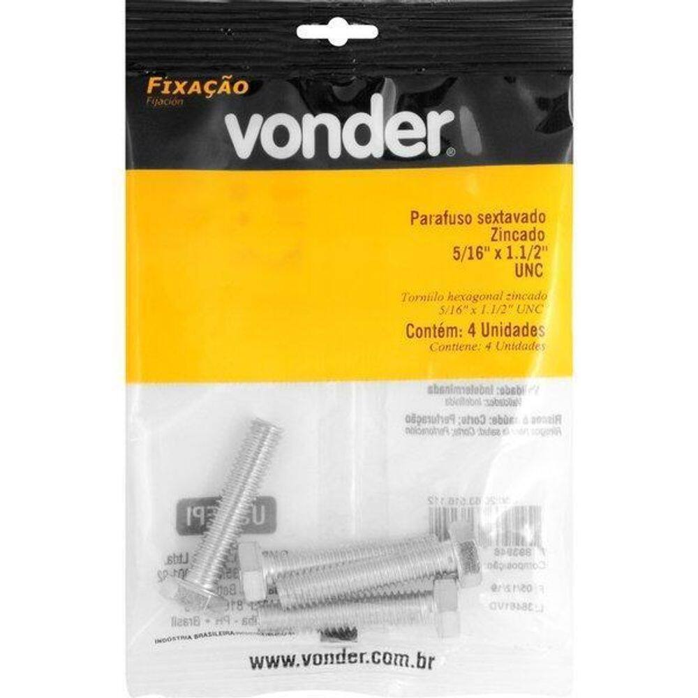 Parafuso Sextavado Zincado 5/16`` X 1.1/2`` Unc Vonder