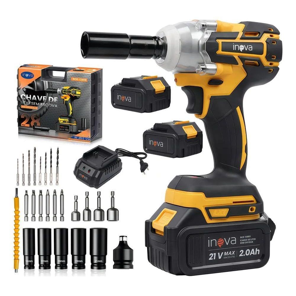2X Parafusadeira Chave De Impacto 21V C/2 Bateria Lítio 3000