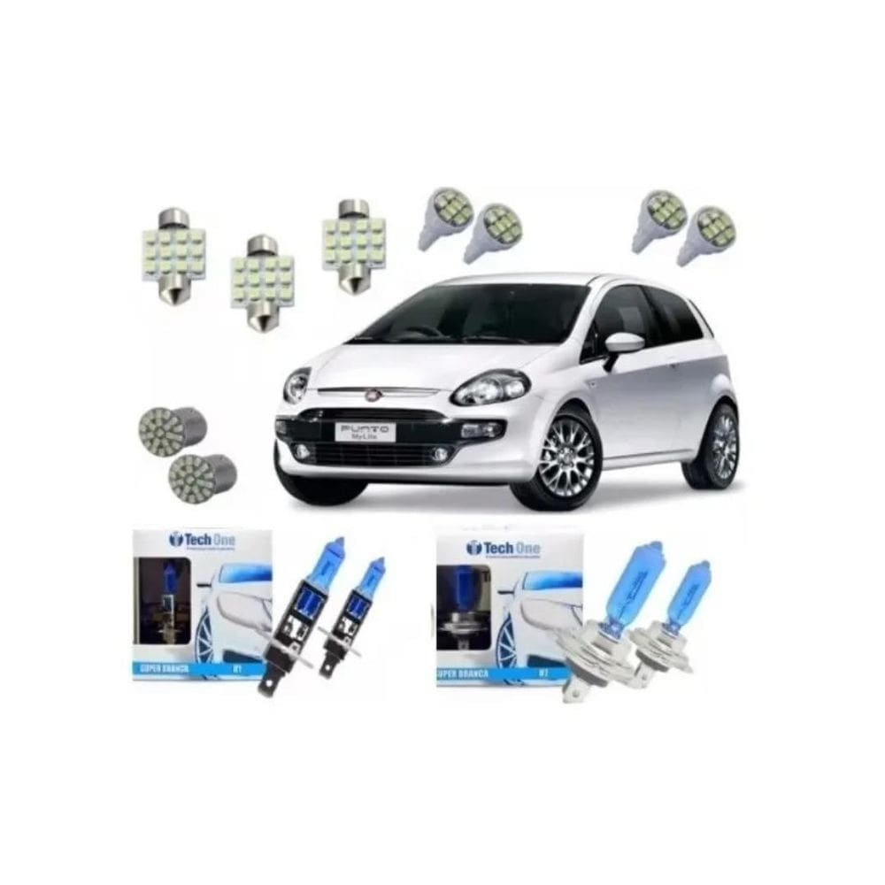 Kit Lampadas Super Brancas Punto 2008 2009 2010 2011 Techone