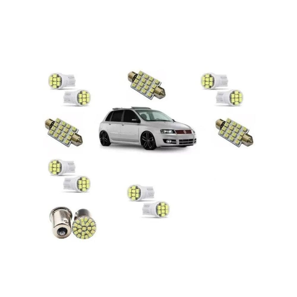 Kit Lâmpada Super Branca E Leds Lampadas Fiat Stilo