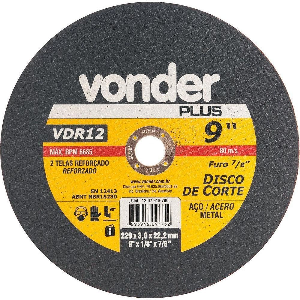 Disco De Corte 228,6X3,0X22,22 2 Telas Para Aço Carbono Vdr1