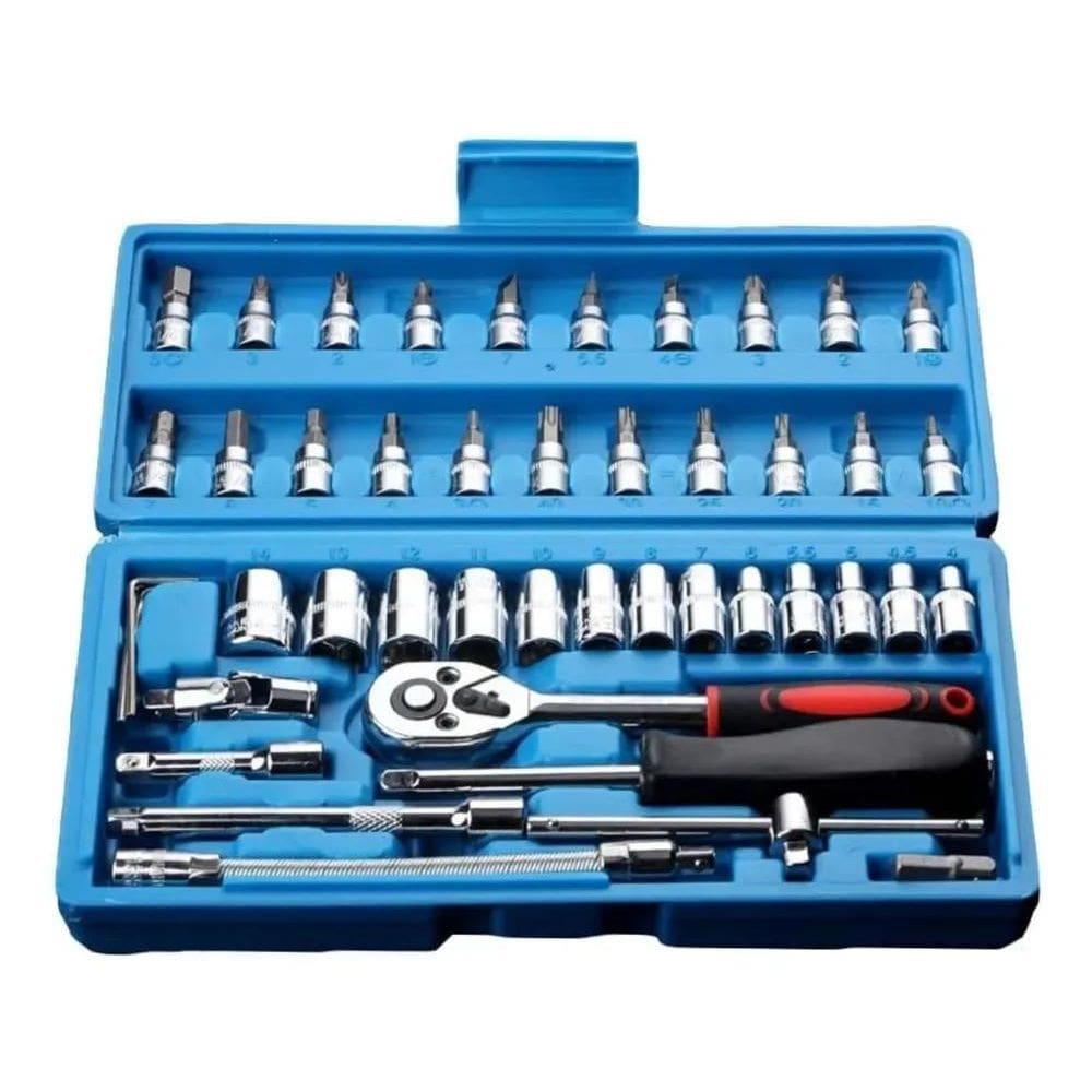 Jogo De Ferramentas Kit 46 Peças Para Mecânico