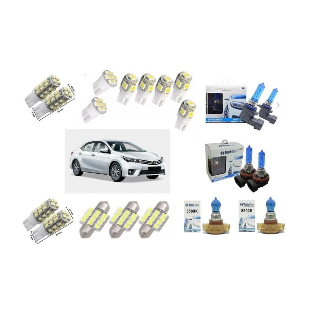Kit Lâmpadas Led Corolla 2015 2016 2017 Pingo Teto Placa Ré
