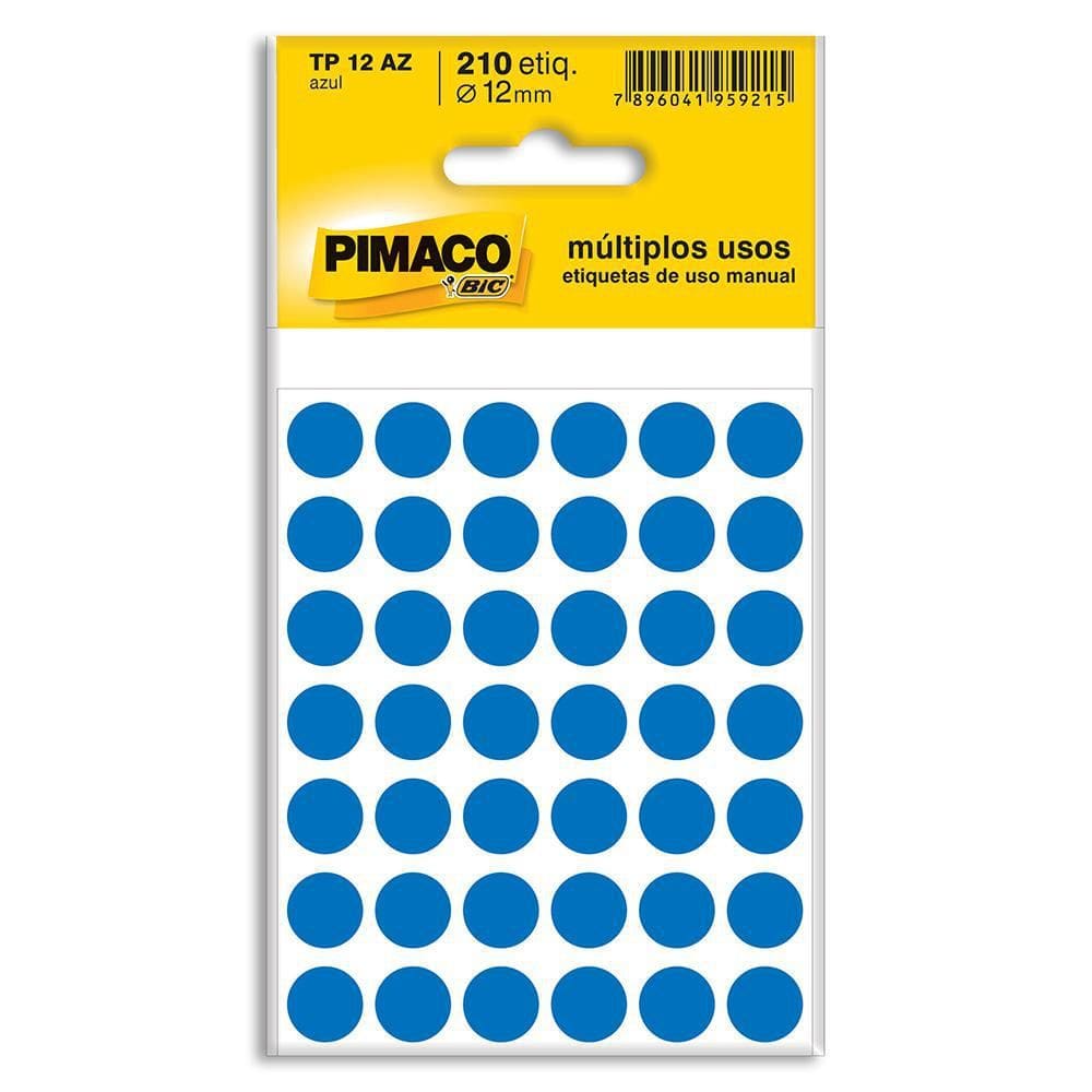 Etiqueta Adesiva Redonda 12mm Azul Pimaco Com 210 Unidades