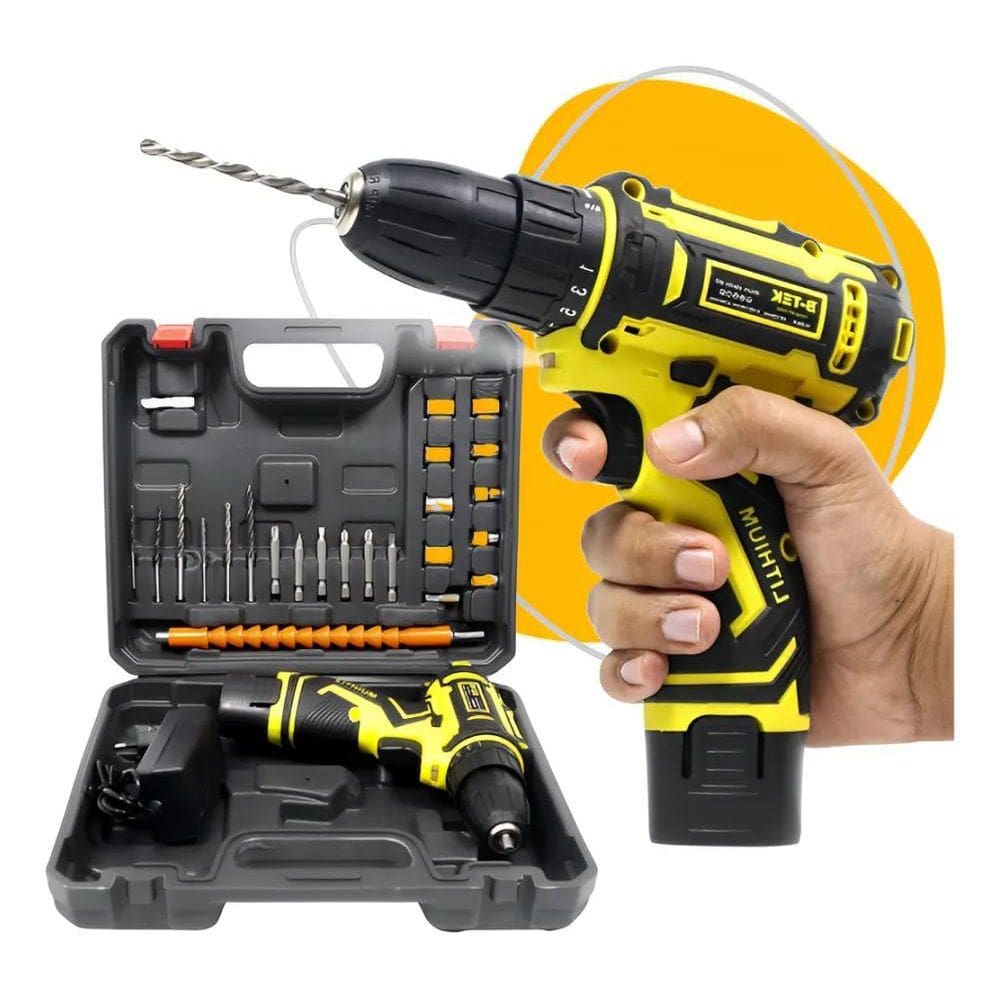 2X Kit Parafusadeira E Furadeira Elétrica Sem Fio 24 Peças C