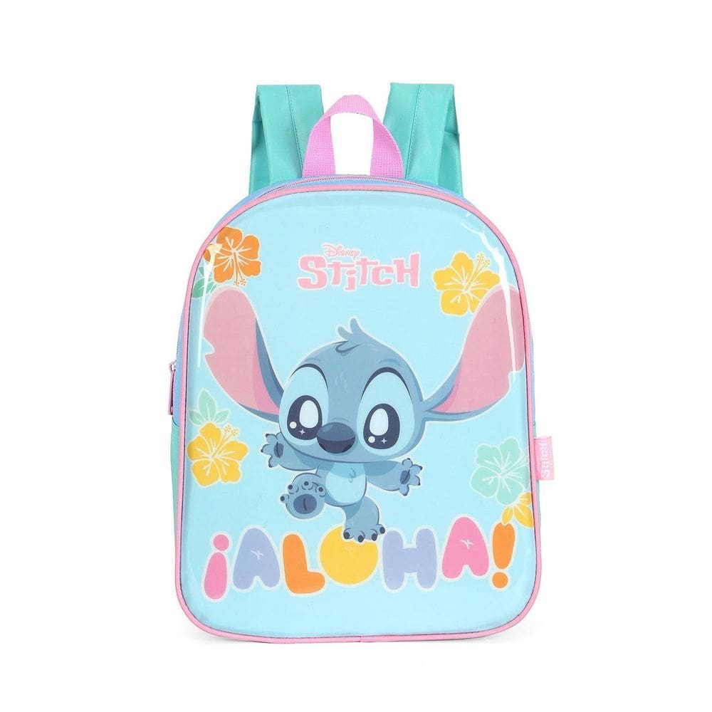Mochila Escolar Stitch Verde De Costas Fofinha Luxcel