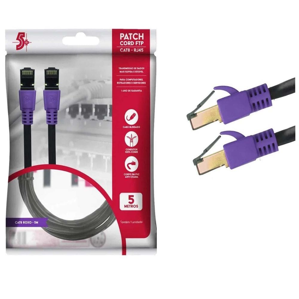 Cabo Patch Info Patch Cord Cat8 Ftp 2000 Mhz 40 Gbps 5M