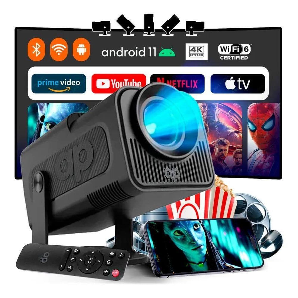 2X Projetor Portátil Grande Smart Wifi 4K 1080P 390 Hw Full