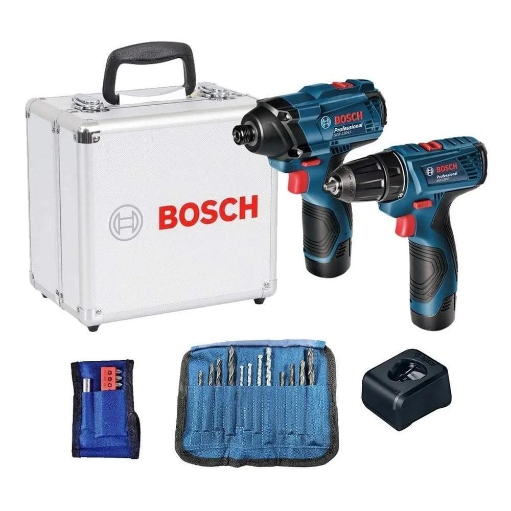 2X Kit Bosch Parafusadeira E Chave Impacto Gsr120-Li + Gdr12