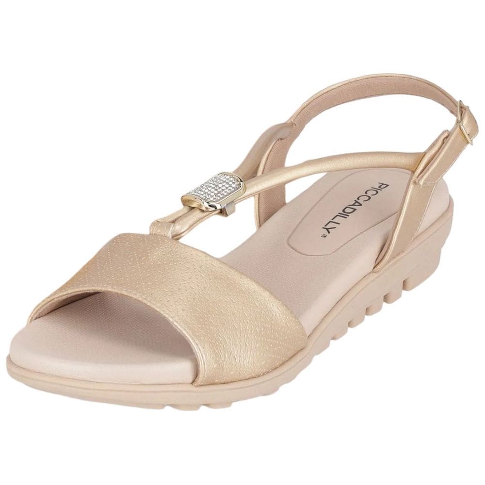 Sandalia Feminina Birk Salto Baixo Metalizada Piccadilly