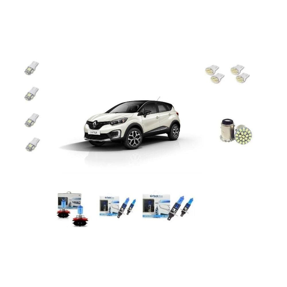 Farol Renault Captur 2017 A 2020 Kit Lâmpadas Super Brancas