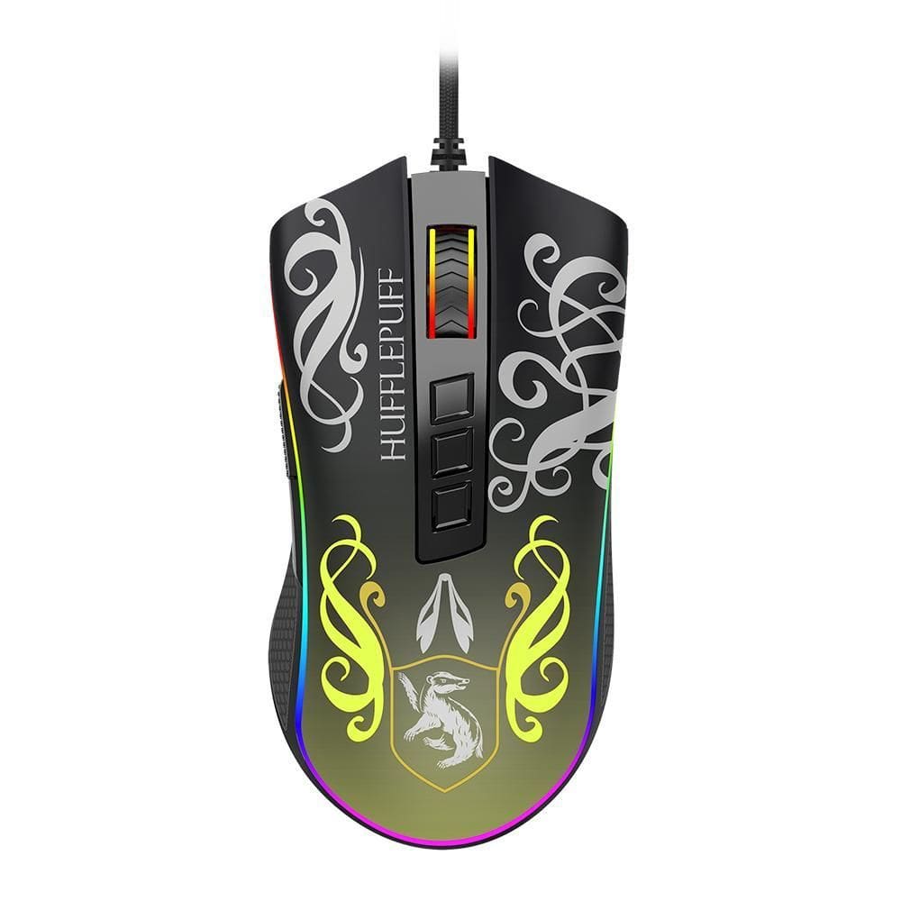 Mouse Redragon Harry Potter Cobra Rgb Hufflepuff Preto Amrlo