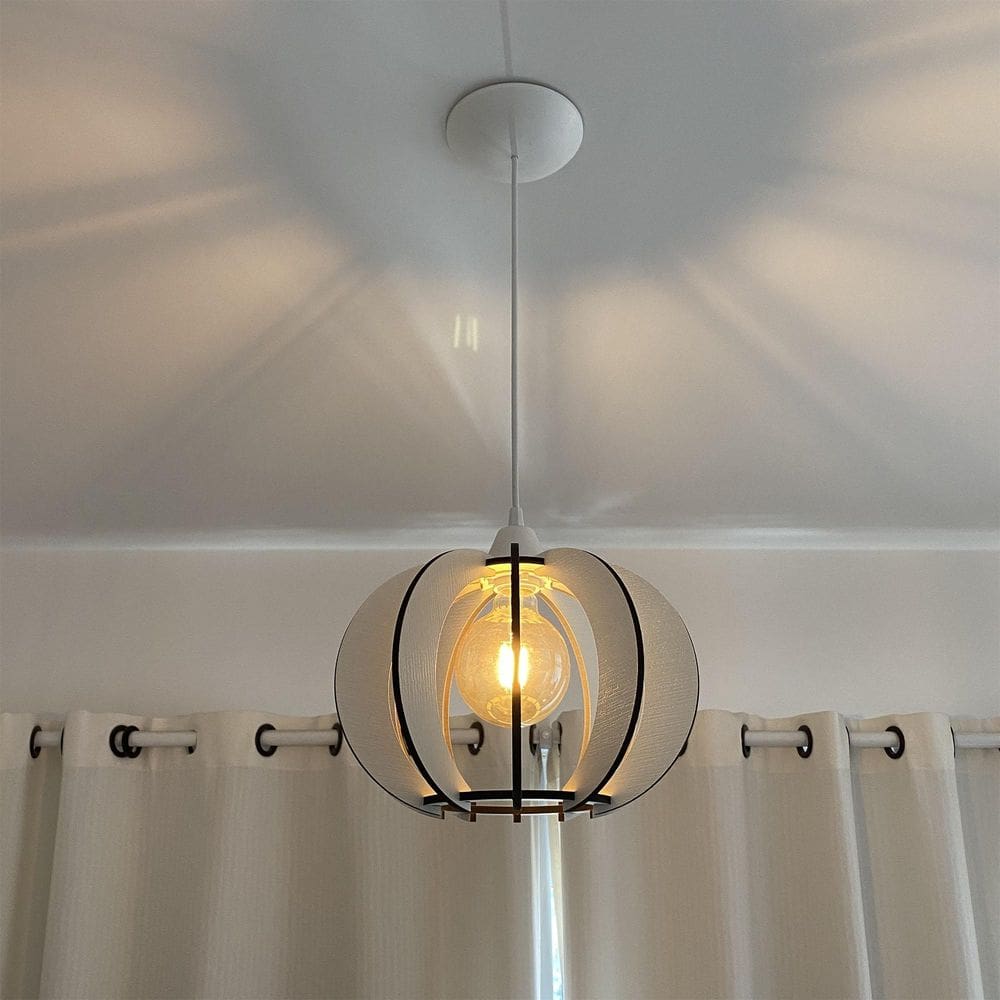 Luminária Lustre Pendente Ny Noite Branco 28x28x22cm