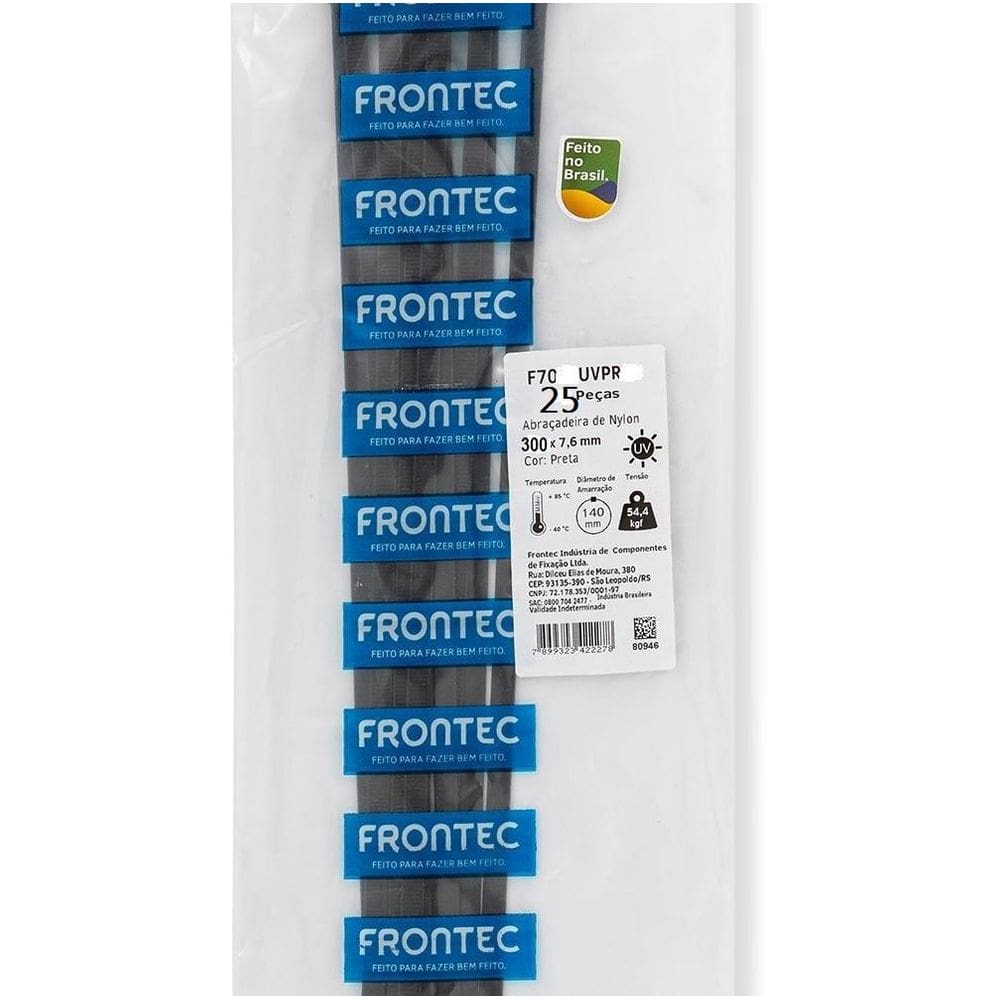 Abraçadeira Nylon 7,6 X 300Mm Preta Frontec 25Un