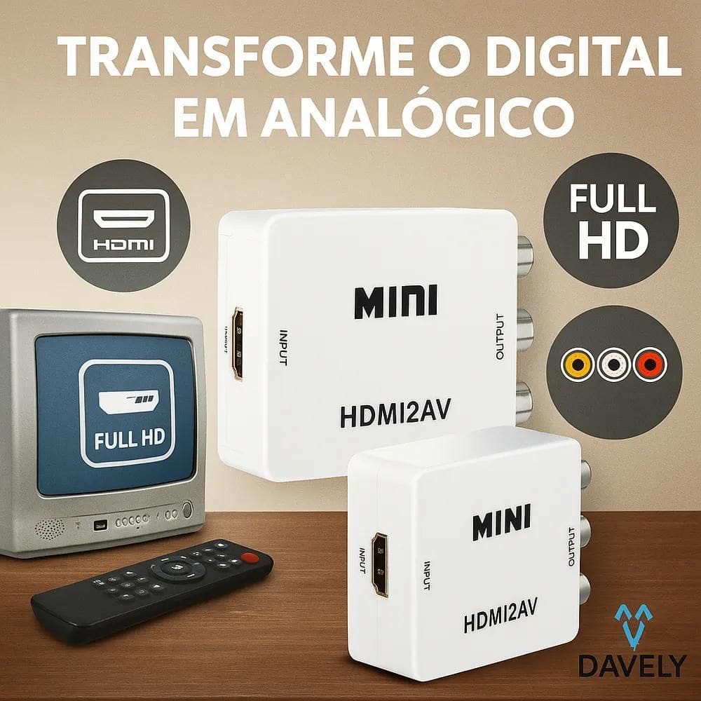 2X Mini Adaptador Hdmi Para Rca Conversor Full Hd Vídeo Hdmi