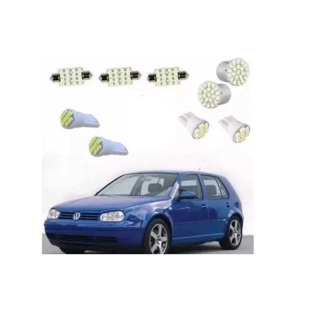 Kit Led Golf VW Farolete Placa Teto Ré Blue Lion