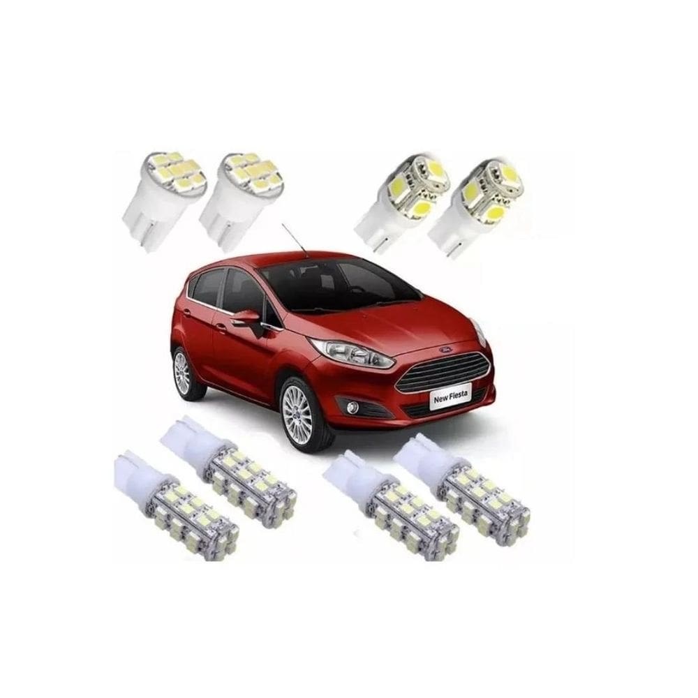 Kit Lâmpadas Led New Fiesta E Sedan Pingo Teto Placa Ré