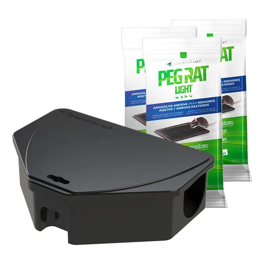 2X Combo Armadilha Adesiva Pega Rato + Porta Isca 3 Unidades