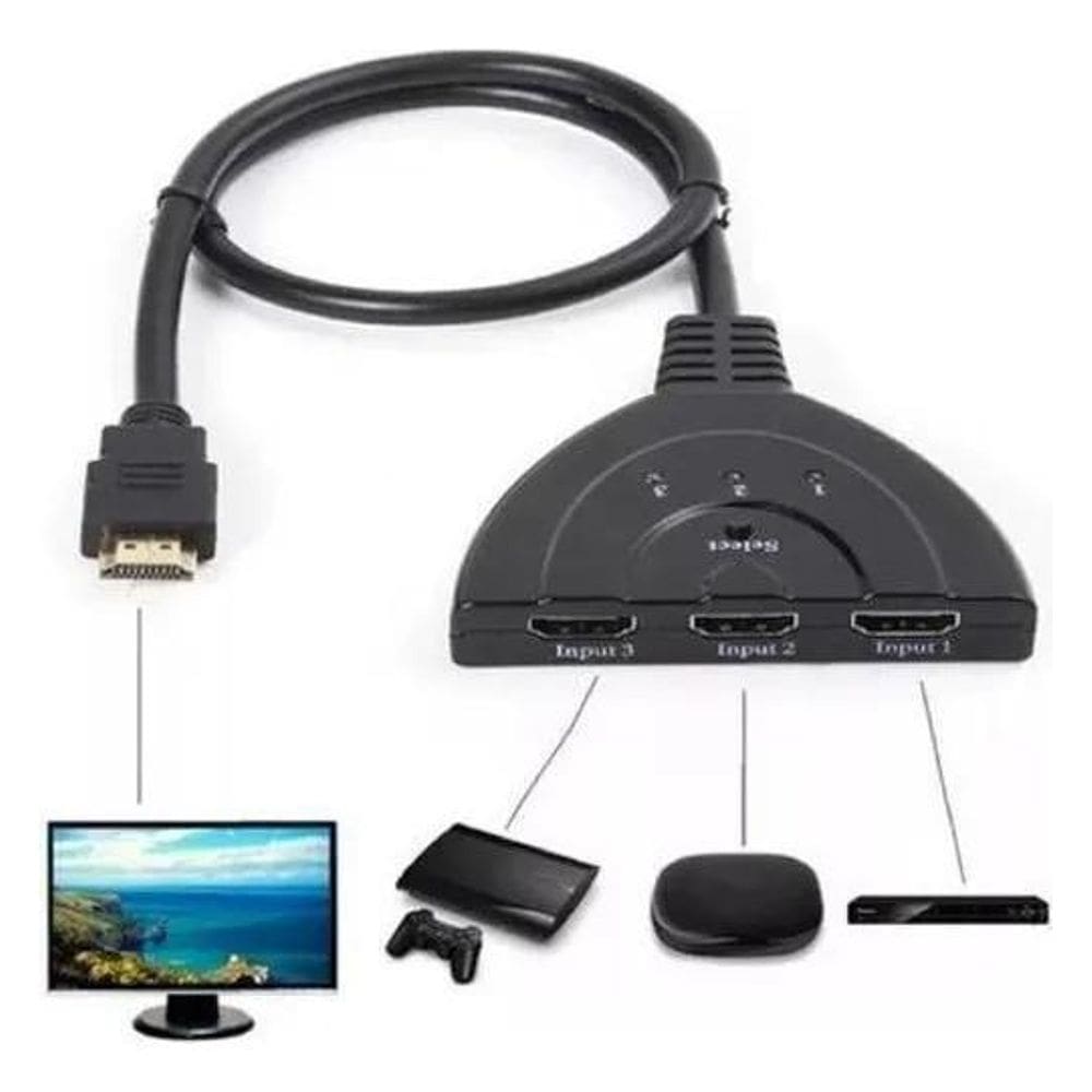 2X Hub Hdmi Switch 3X1 Adaptador Cabo 3 Entradas E 1 Saída