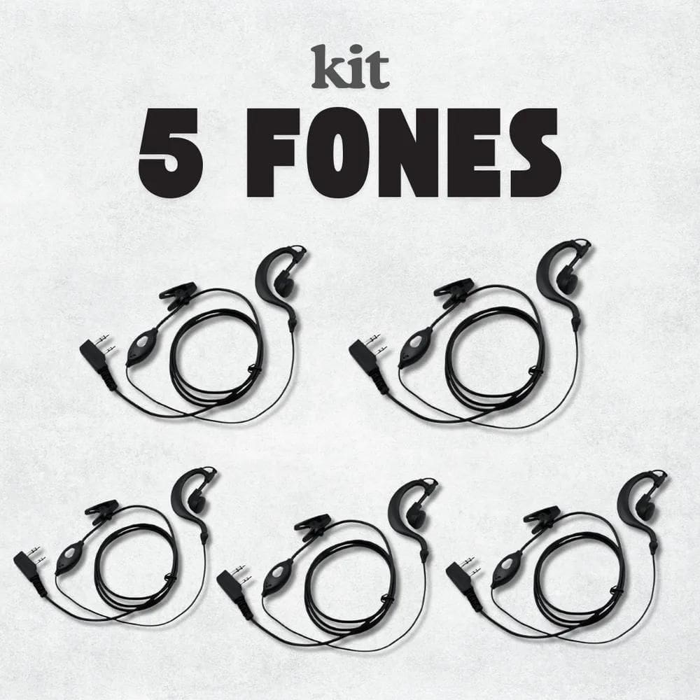 2X Kit 5 Fone Para Radio Comunicador Ouvido Baofeng 777S Uv5