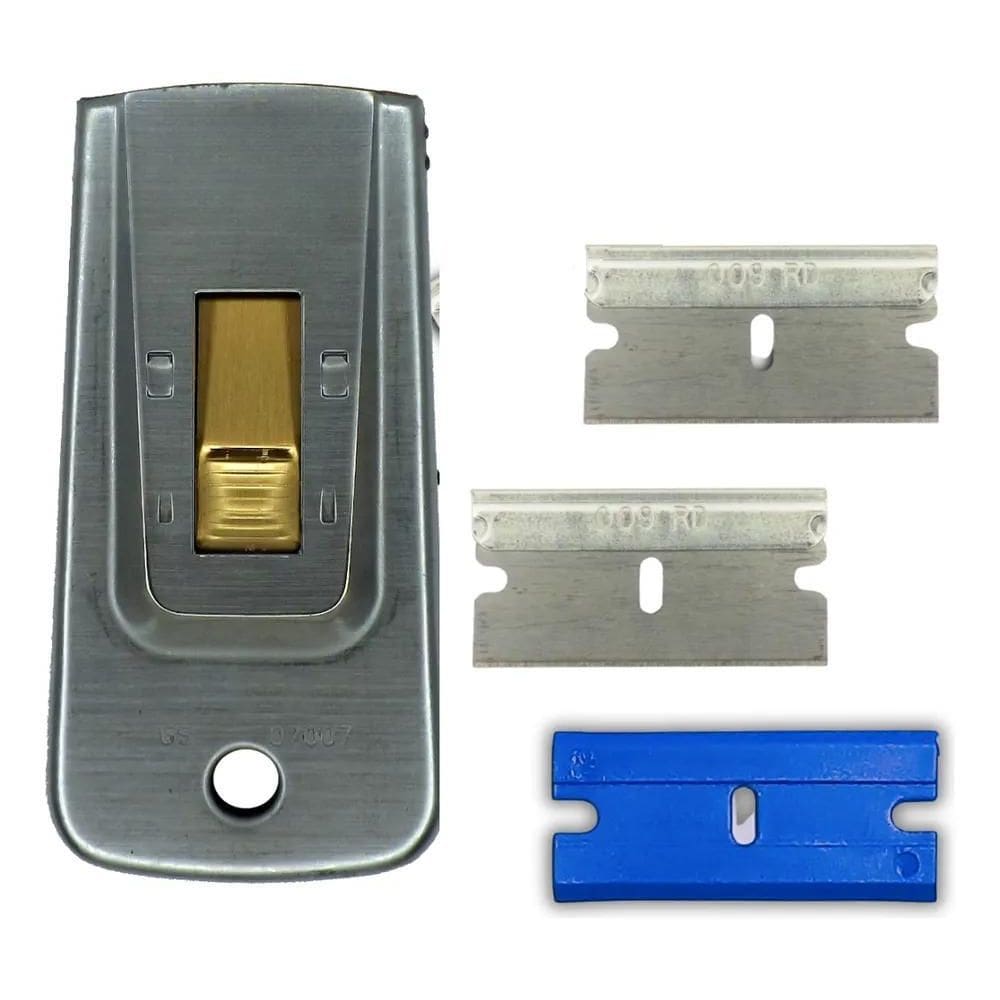 2X Ratinho Metal Raspador Inox Insufilm Limpeza Tira Cola