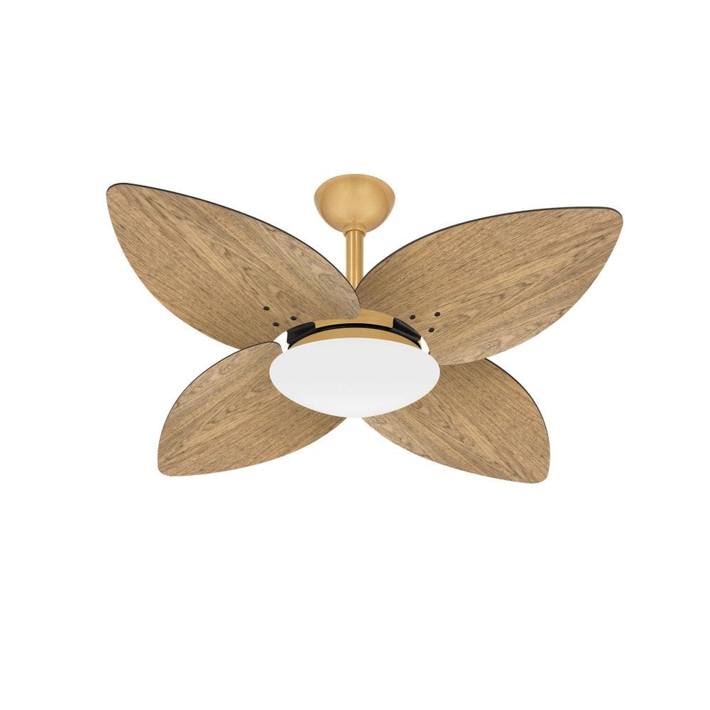 Ventilador Teto Dourado 4 Pás Madeira Winds Sala Ventax 110V