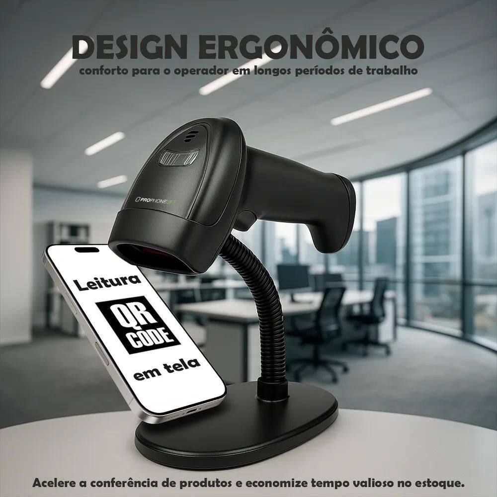 2X Leitor Codigo Barra Qrcode Suporte Usb 2D Etiqueta Laser