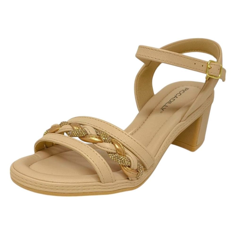 Sandália Feminina Salto Medio Prática em Strass Piccadilly