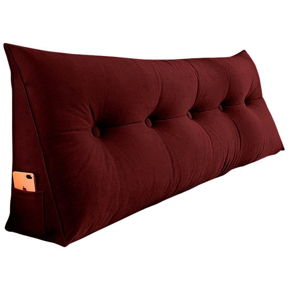 Almofada Para Cabeceira Encosto Apoio Lombar Spot 140cm Com Porta Celular Suede - Abmaza Cor Vermelho Escuro