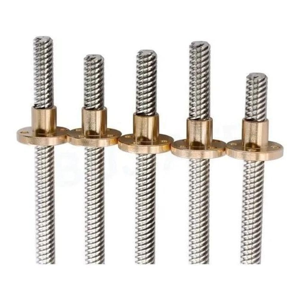 2X Fuso Trapezoidal Tr8 300Mm Passo 8 + Castanha De Bronze C