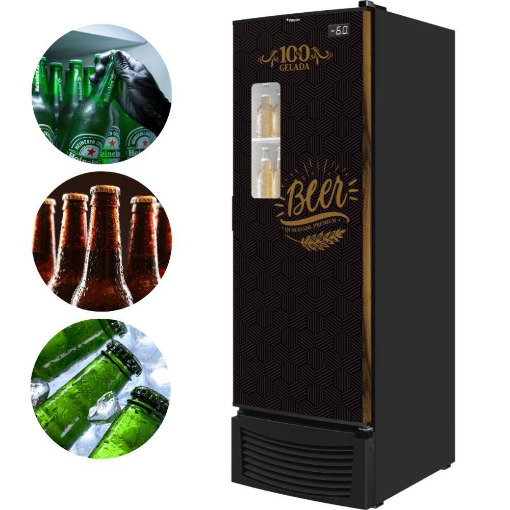 Geladeira/refrigerador 569 Litros 1 Porta Preto Porta Window - Fricon - 110v - Vcfc-569d