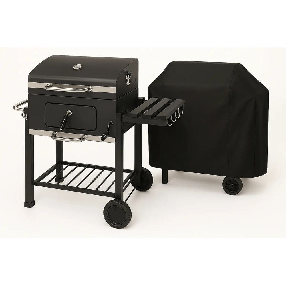 Churrasqueira Movel Para Jardim 110x50x117 Cm Capa E Rodas Preto