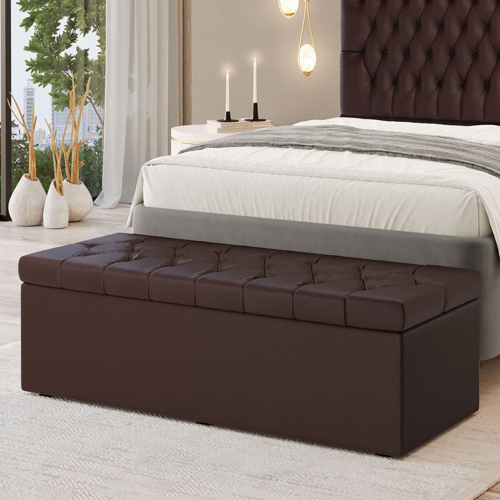 Calçadeira Baú Sagitarius Para Cama de Casal King 195cm no Tecido Courino - Agilidade e Elegância Aradecor