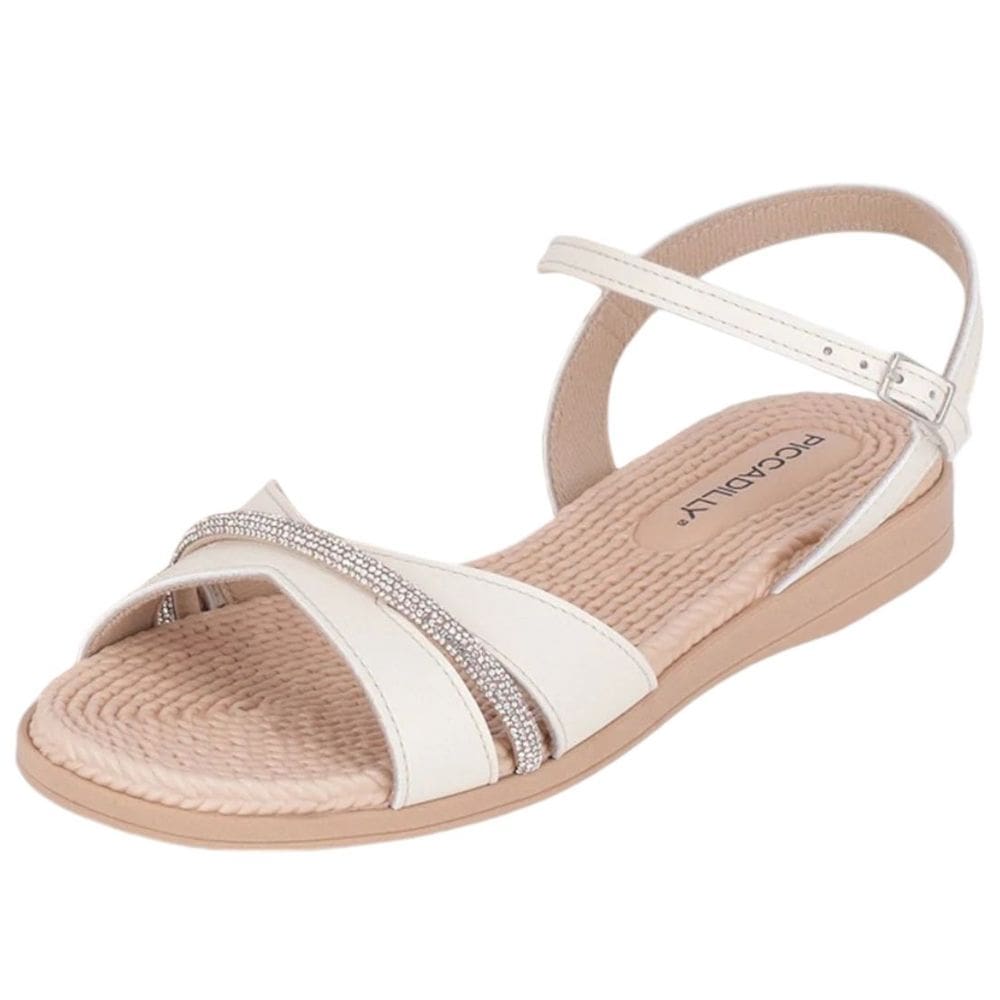Sandália Feminina Tiras Strass Casual Conforto Piccadilly