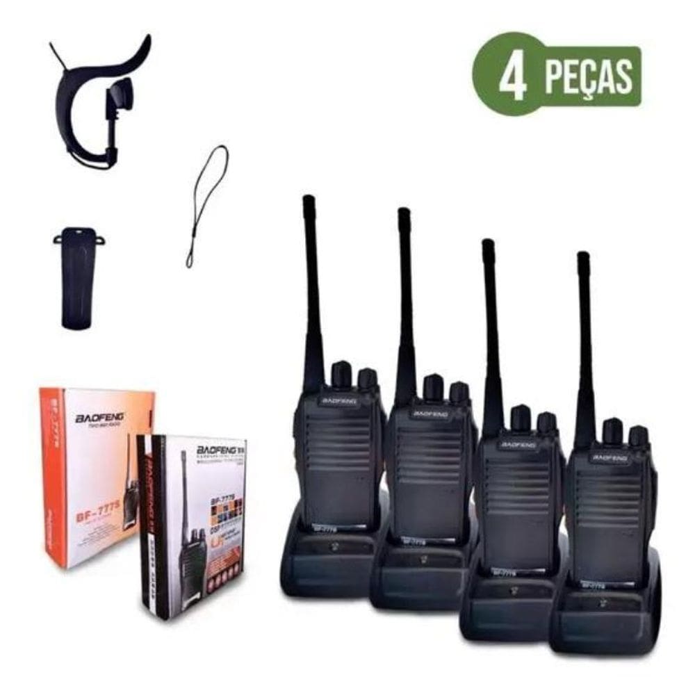 Kit 4 Rádios Comunicador Walkie Talkie Baofeng Bf 777S Preto