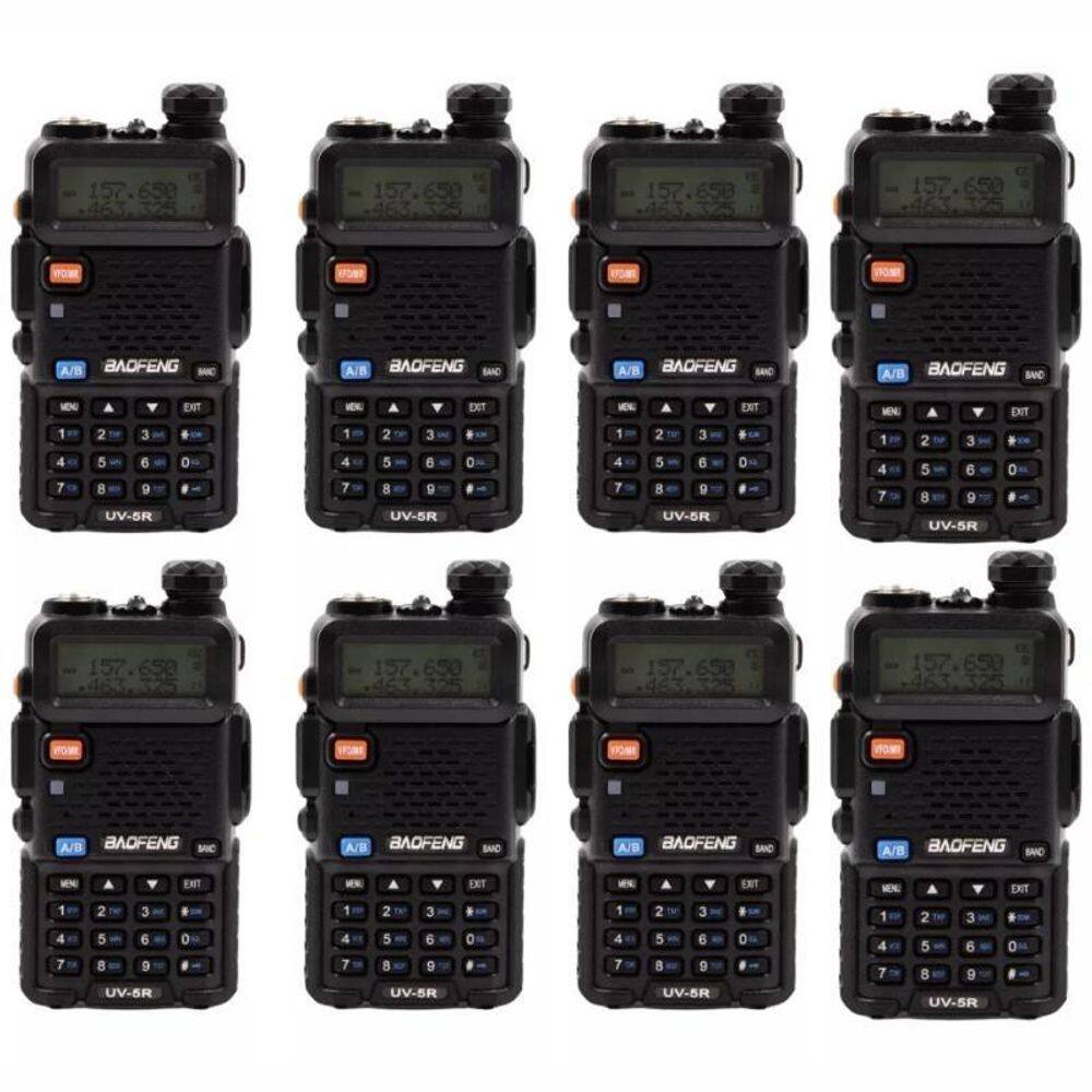 Kit 8 Radio Comunicador Dual Band Baofeng Uv-5R Vhf Uhf