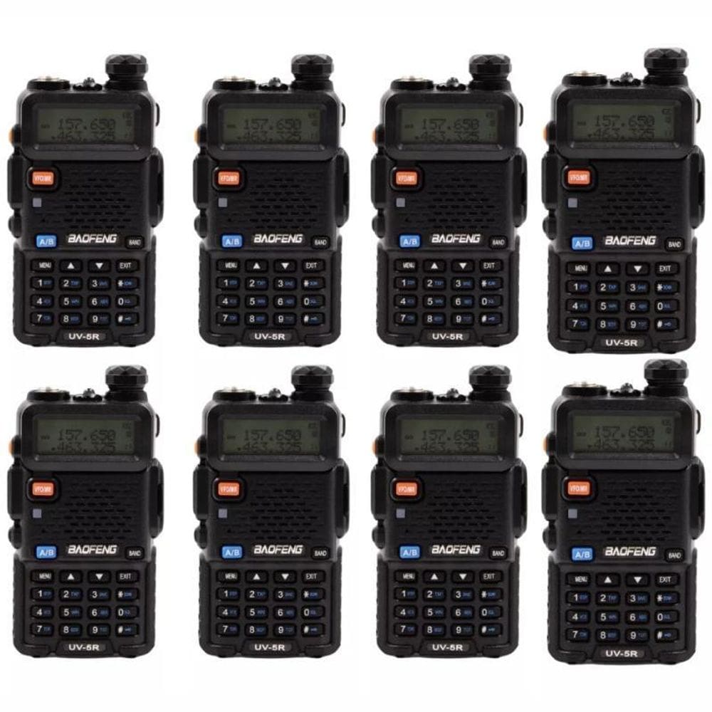 Kit 8 Radio Comunicador Dual Band Baofeng Uv-5R Vhf Uhf