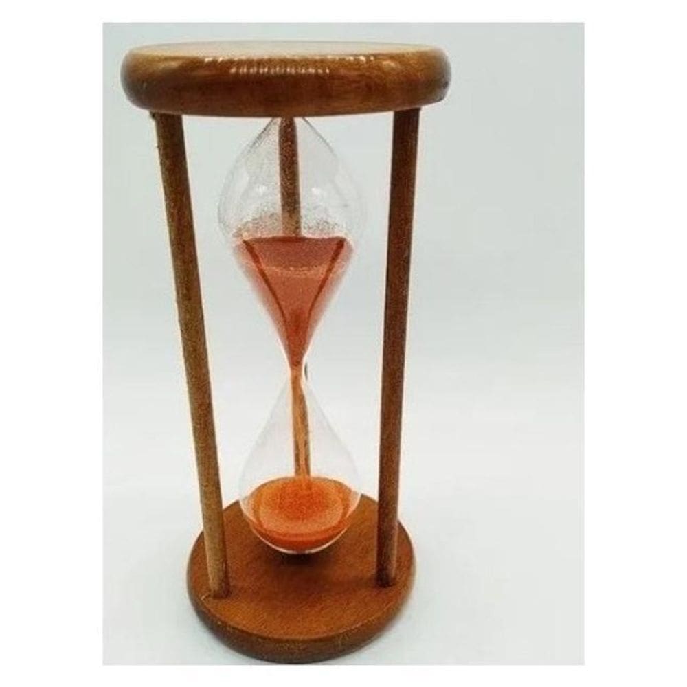 Ampulheta Madeira Vidro Relógio De Areia Laranja 30 Seg