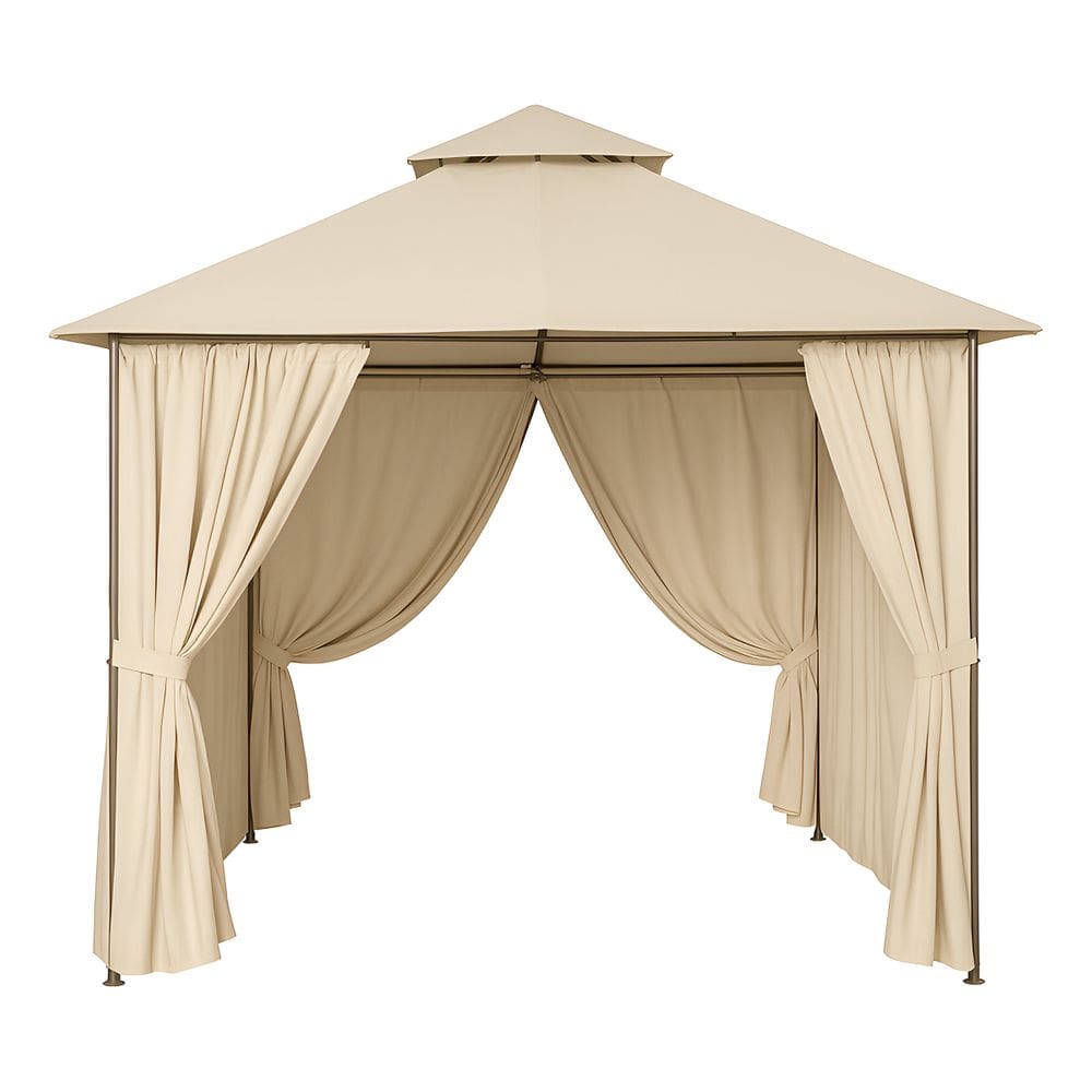 Gazebo 3x3m Em Aco E Cortinas Em Poliester Tenda Ventura Bege