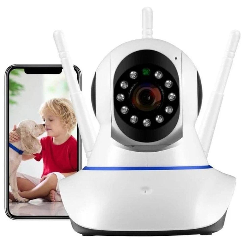 Câmera Ip Com Áudio E 3 Antenas Wi-Fi 1080P De Segurança