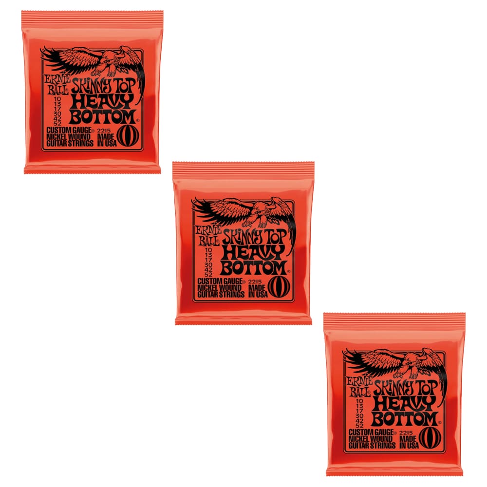 Kit 3 Encordoamento Para Guitarra 010 Slinky Níquel Ernie Ball Top Heavy