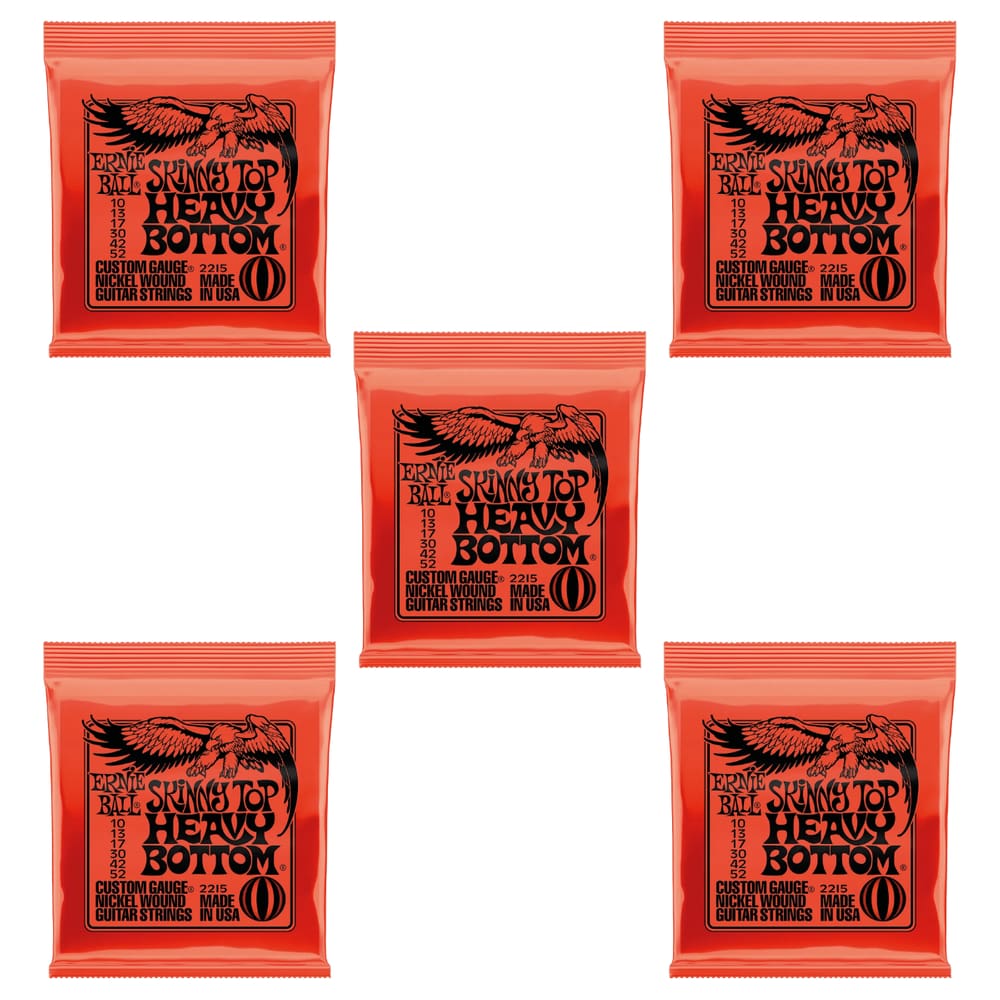 Kit 5 Encordoamento Para Guitarra 010 Slinky Níquel Ernie Ball Top Heavy