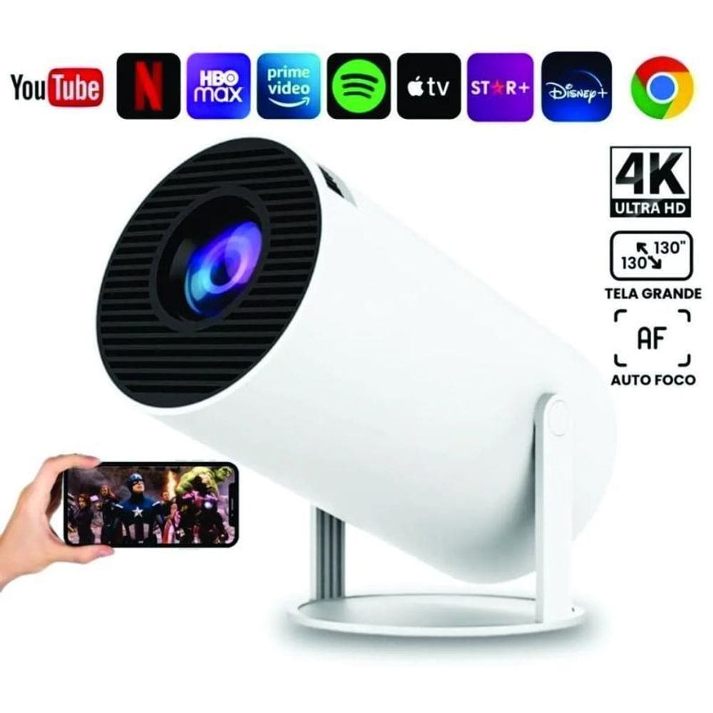 Mini Projetor Portátil 4K Android 11 Wifi 5G Bluetooth Hdmi