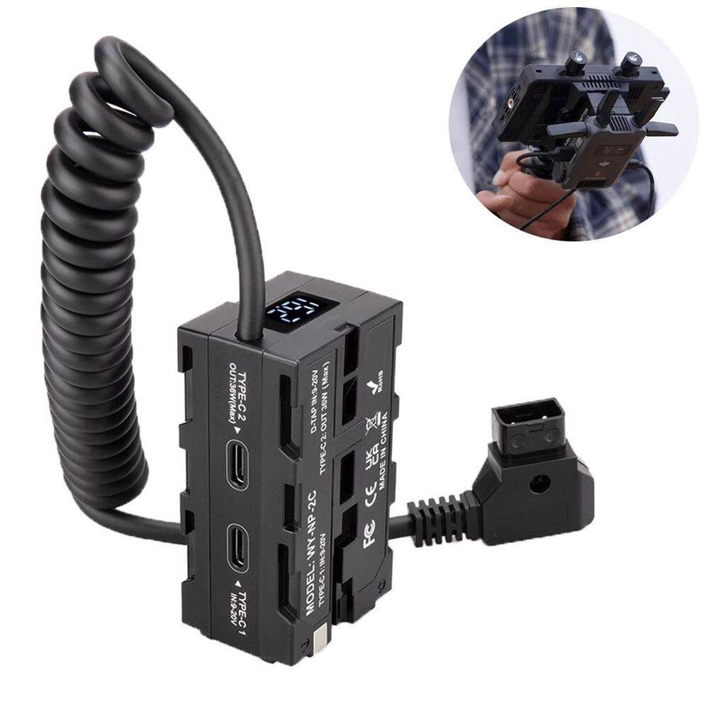 Cabo Espiral Dc Dummy Dupla Face Bateria Np-F550 D-Tap E