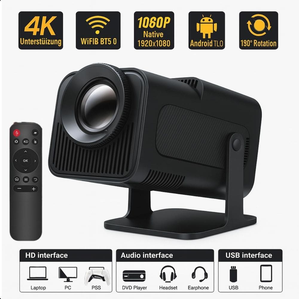 Projetor Hy320 4K Android 13 Hdmi Smart Tv