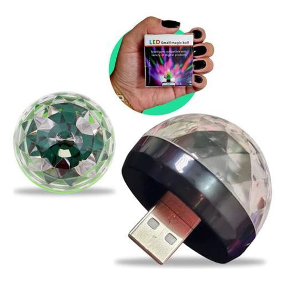 Globo De Luz De Festa Usb Mini Bola Led Carro Discoteca Rgb