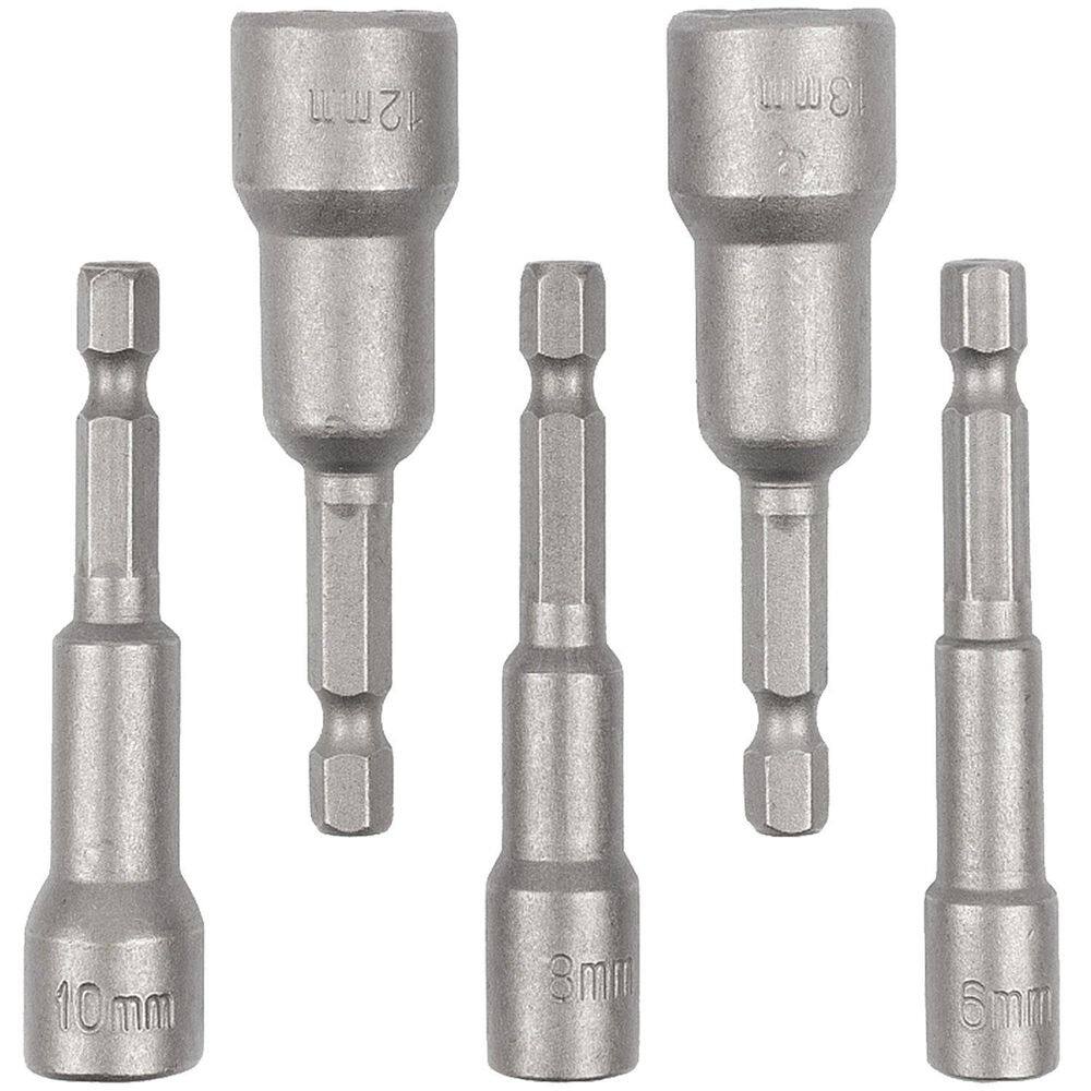 Kit 5 Soquetes Canhão Magnético 6 A 13Mm 1/4 Parafusadeira